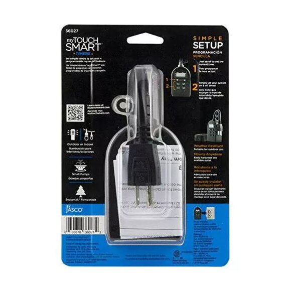 myTouchSmart Indoor/Outdoor Plug-In Digital Timer Black - Picture 2 of 2